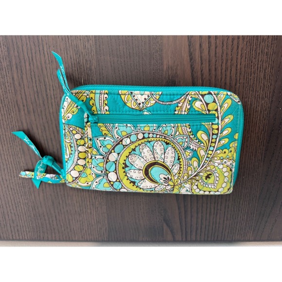 Vera Bradley Handbags - Vera Bradley Zip Around Wallet Womens Teal Paisley Quilted Cotton